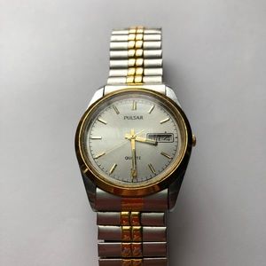 Vintage Pulsar Date Silver Gold Color Watch